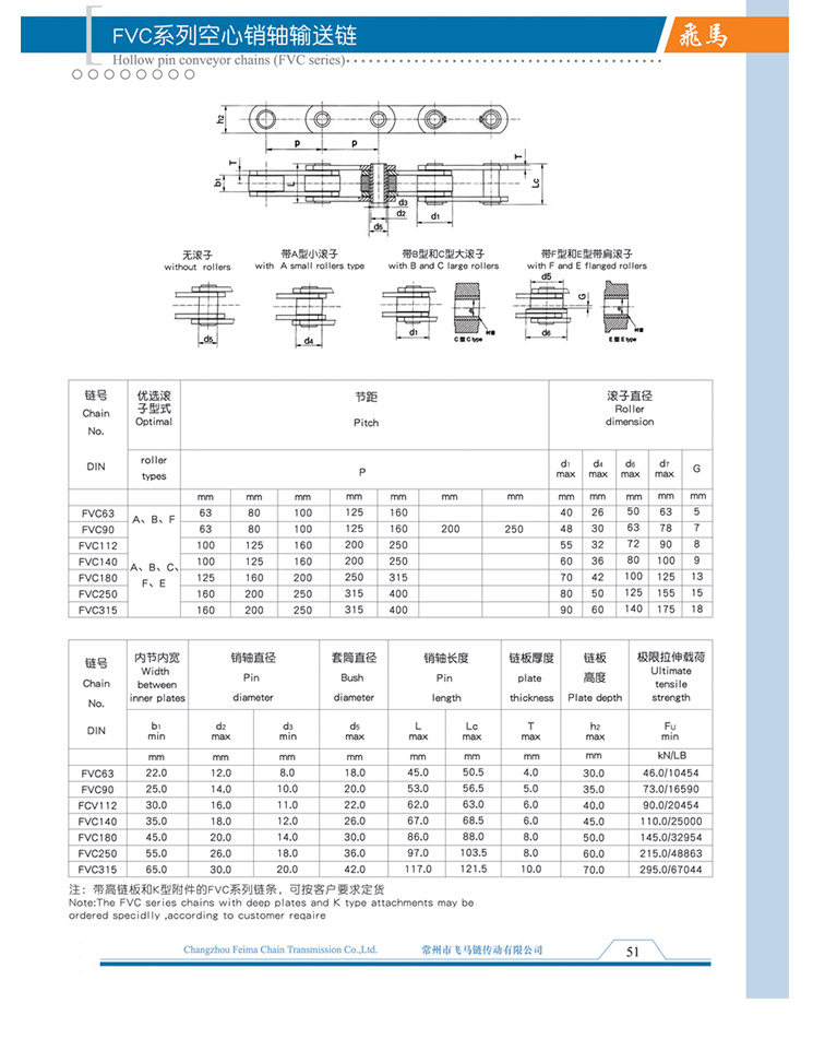 FVC系列空心銷軸輸送鏈